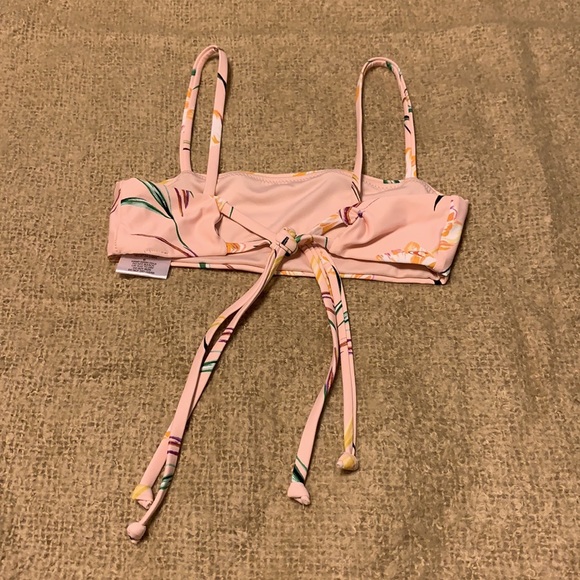 NWT O’Neill Peach Floral Bikini Top ~sz 6 with Mikoh kids xl green bottoms - Picture 3 of 4